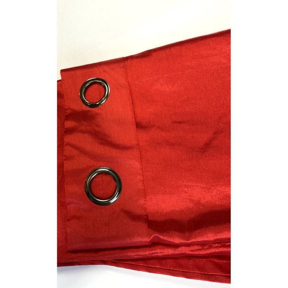 Compass Home Solid Red Curtain 1 Single Drape Panel Grommets Faux Silk Bright - Picture 3 of 6